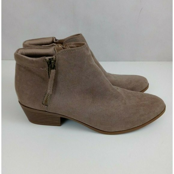 Mossimo Tan Faux Suede Double Side Zip Ankle Boots Size 9.5 - Picture 3 of 10